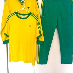 Adidas original track top jersey & pants, brand, new tag, yellow & green stripe